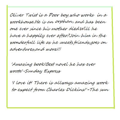 Blurb for Oliver Twist by Haniyah Year 4